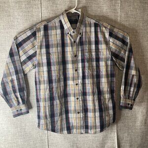 Cotton Traders Long Sleeve Multicolor Check Shirt Mens Large 100% Cotton
